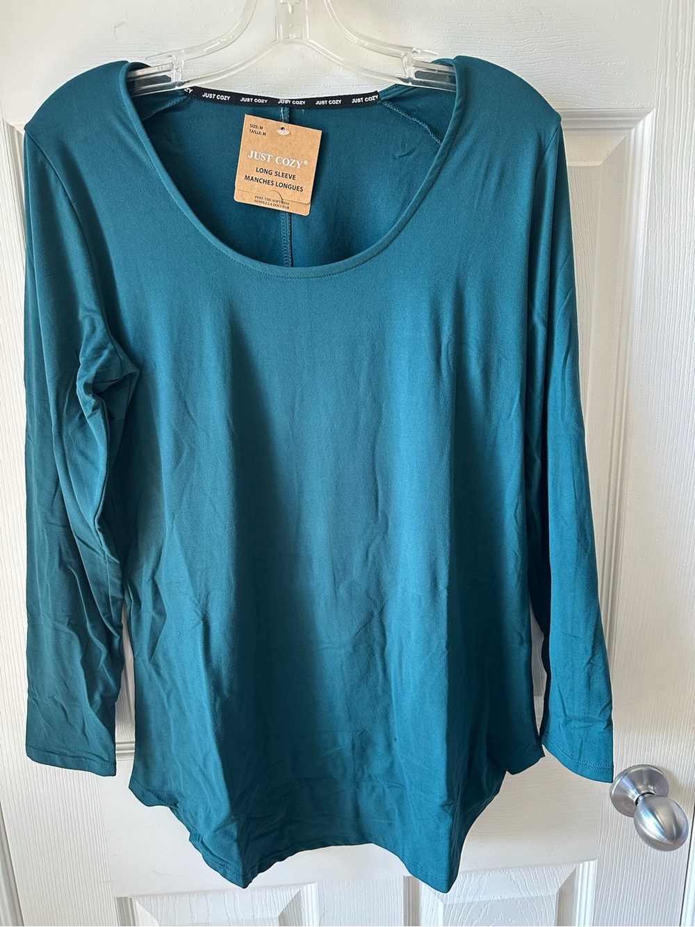 Just Cozy Women's Long Sleeve Scoop Neck Top in Teal